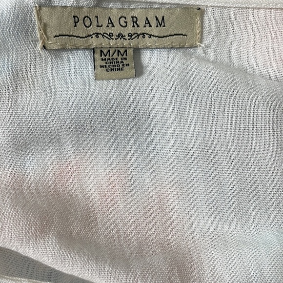 Polagram boho embroidered button down bell sleeve blouse women size medium - Picture 6 of 7